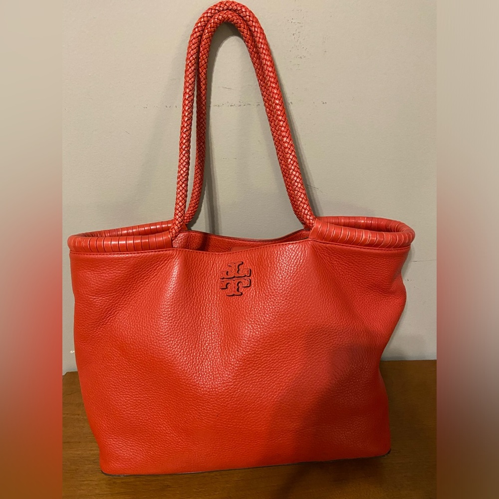 Tory Burch Red Leather Tote Bag